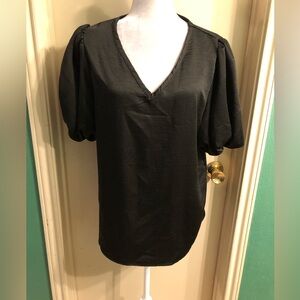 BIBI Satin Puff Short Sleeve Top